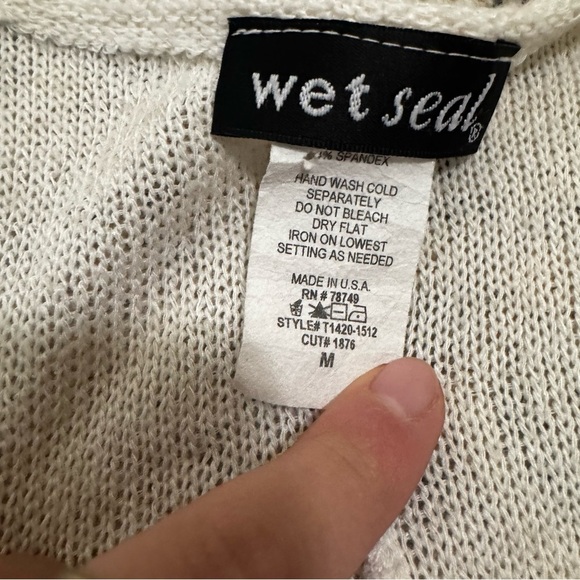 Wet Seal Vintage Y2K Mesh Rhinestone Floral White Camisole Tank Top Beachy Sz M - Picture 5 of 5